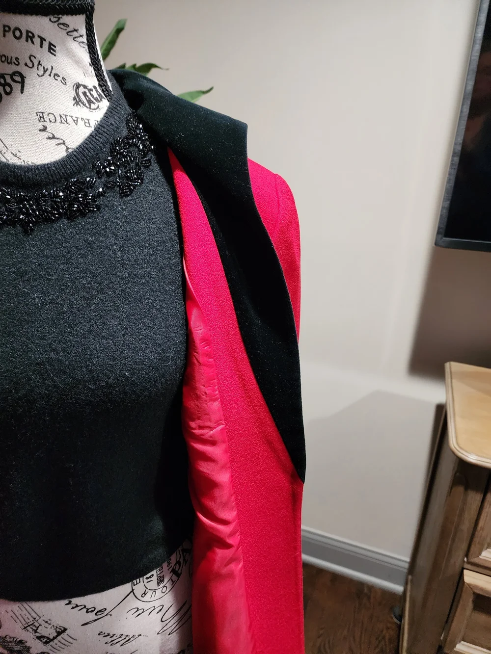 Christian Dior's Red Blazer with Black Velvet Trim Size 4P
